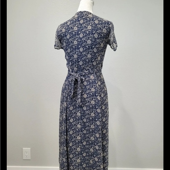 SÉZANE Amber Wrap Midi Dress - Navy Floral Print Sz 34 - Picture 7 of 7